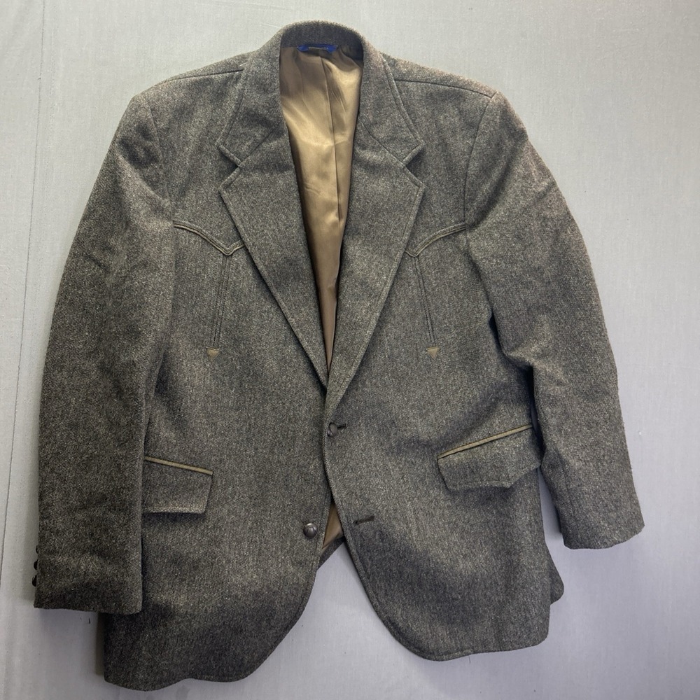 Vintage Pendleton Western Blazer 100% Virgin Wool Cowboy Sport Coat USA 44 Long